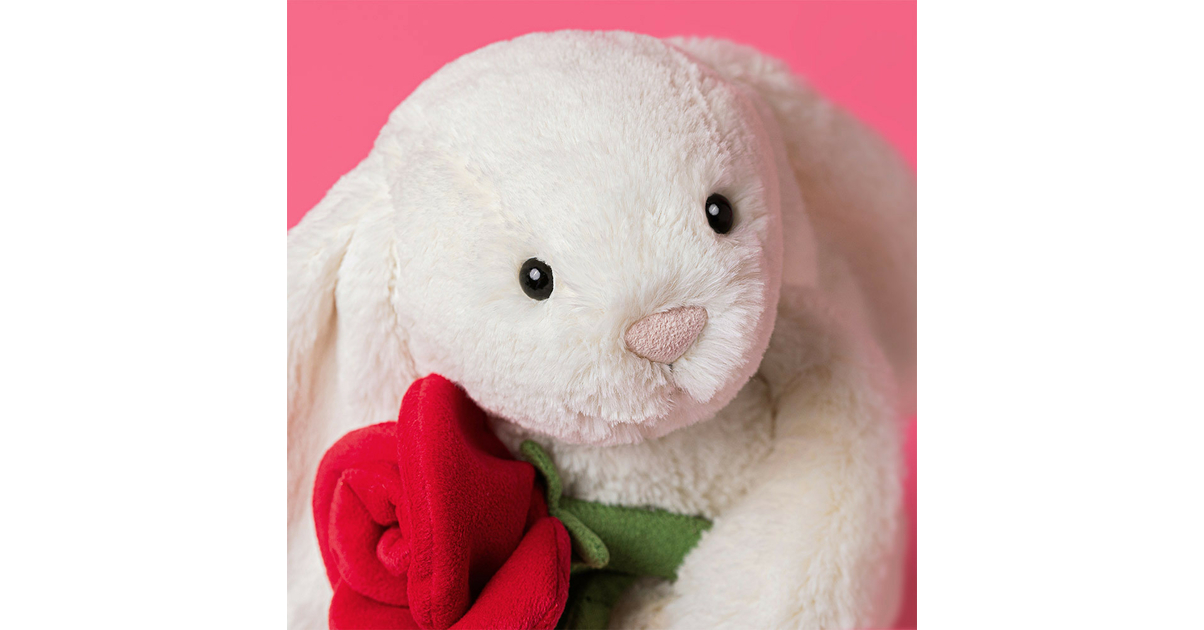 Peluche Jellycat Lapin Crème et Rose - Cream Bunny with Rose